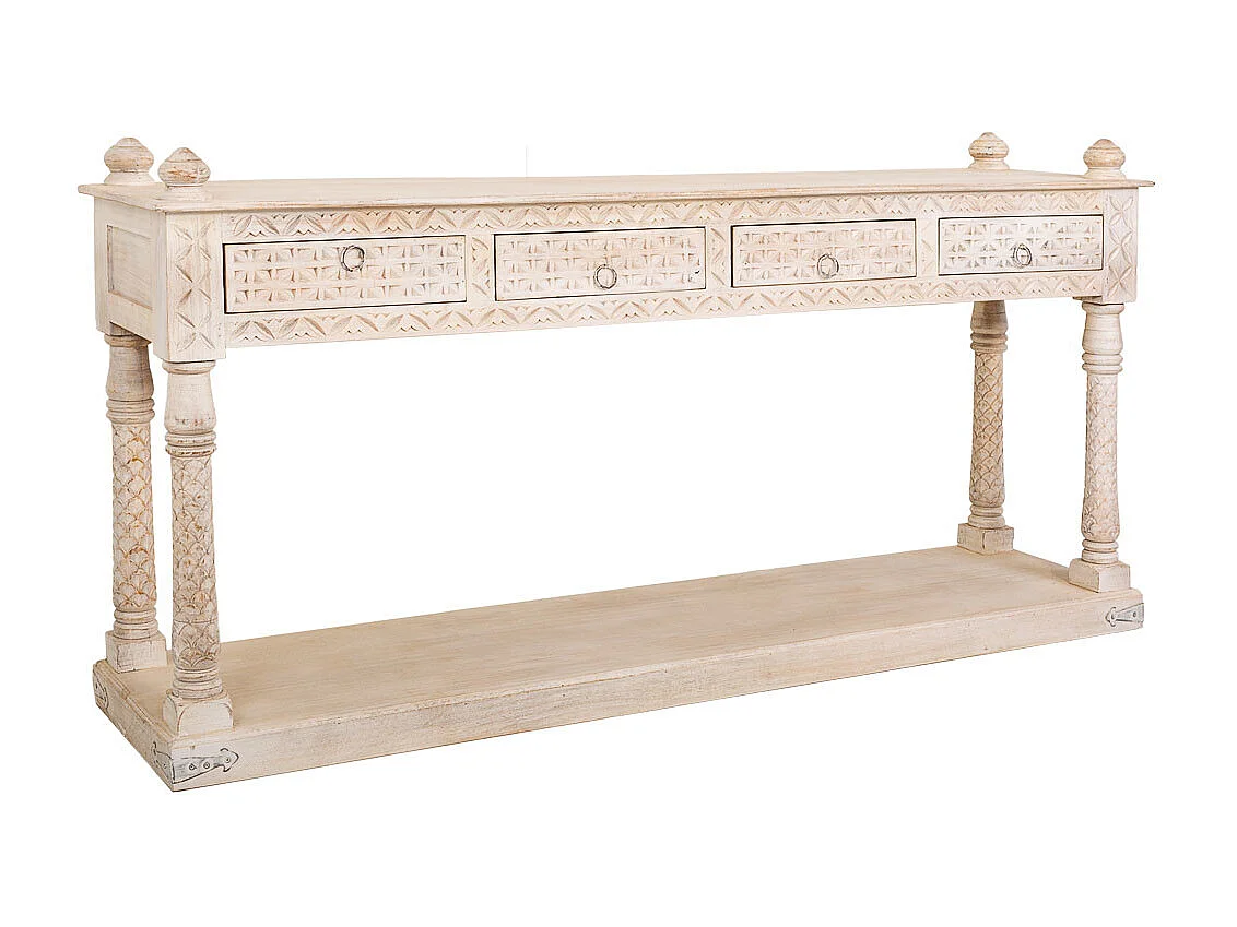 Recibidor de madera acabado artesanal 196x46x97h cm