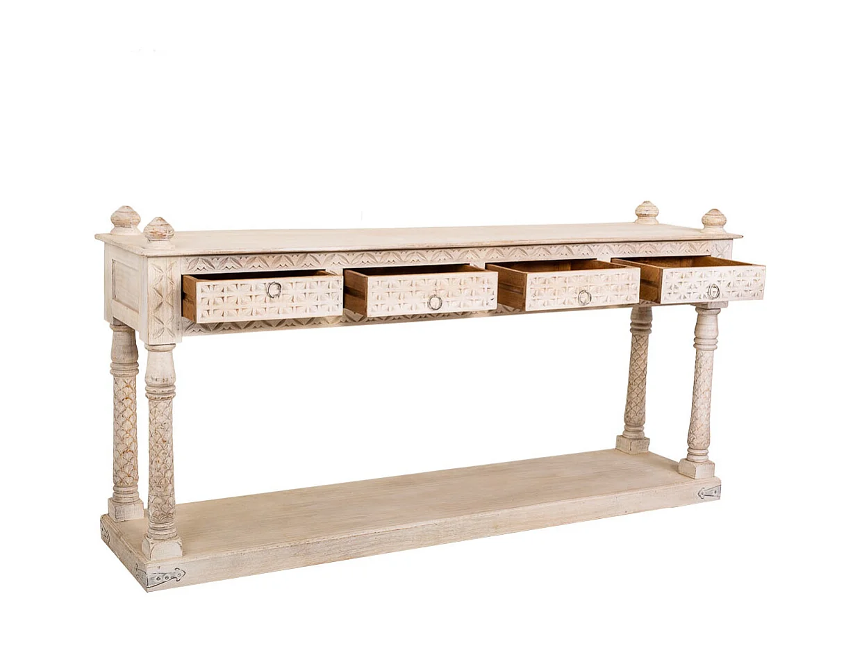 Recibidor de madera acabado artesanal 196x46x97h cm