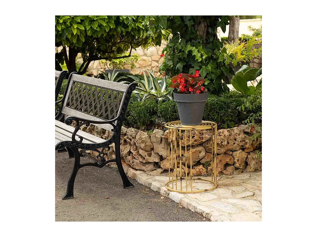 Cache-pot en métal jaune 39x39x48h