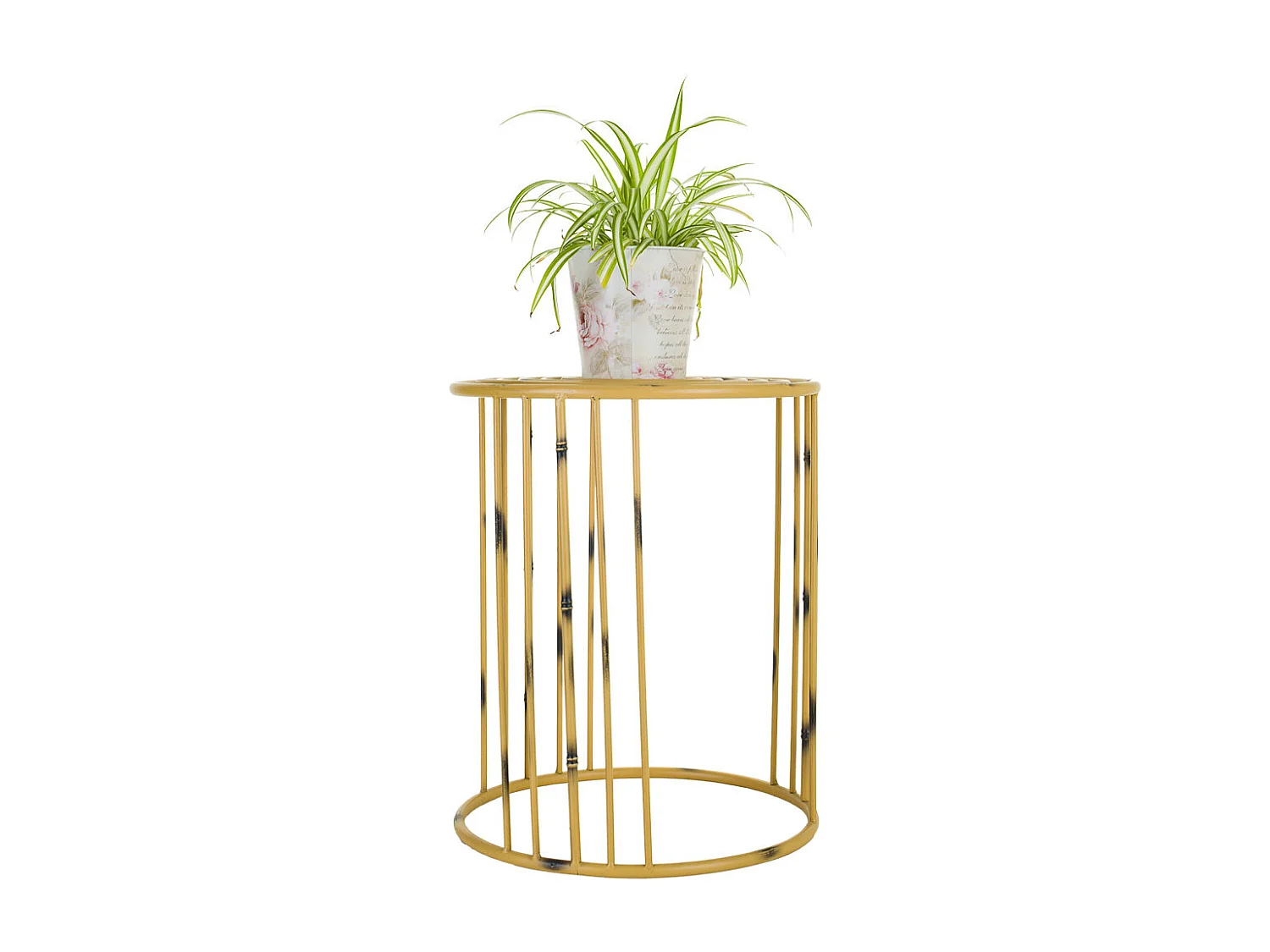 Gelber Blumentopf aus Metall, 39x39x48h cm