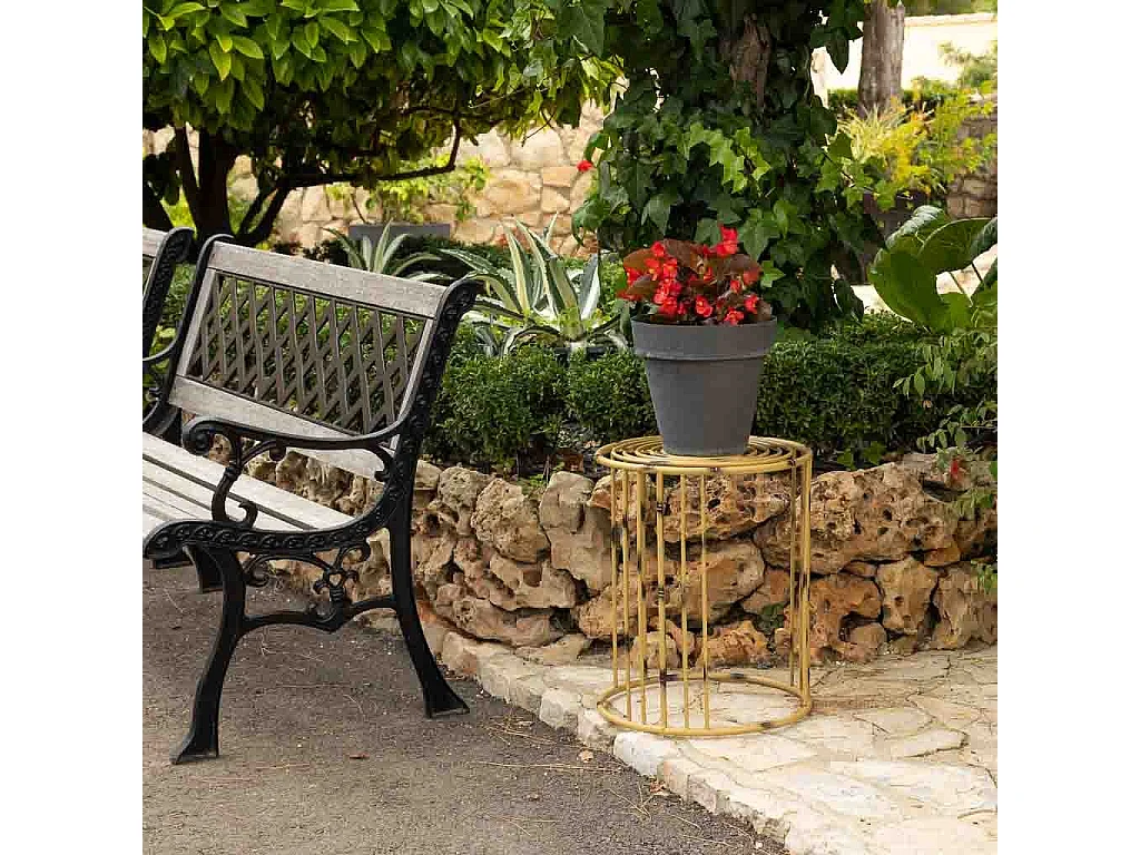 Vaso de metal amarelo 39x39x48
