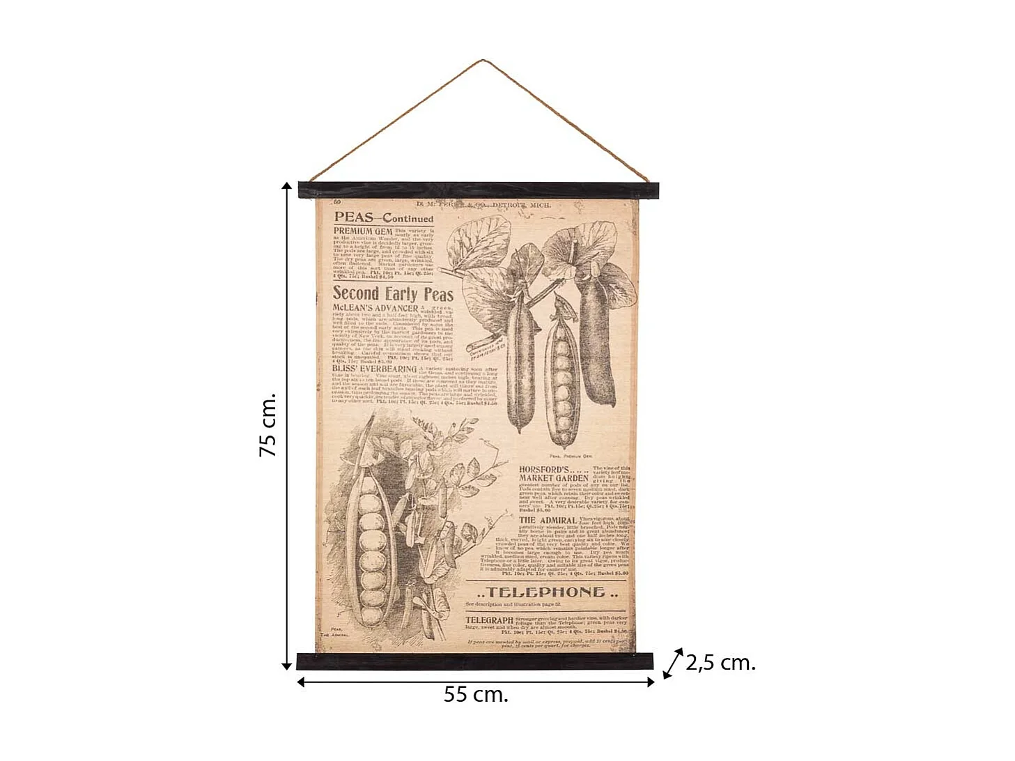Tela pergaminho em tecido estampado 55x75x2,5
