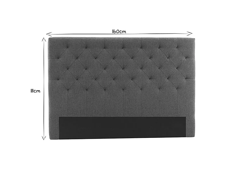 Tête de lit capitonnée en tissu gris foncé L160 cm ENGUERRAND