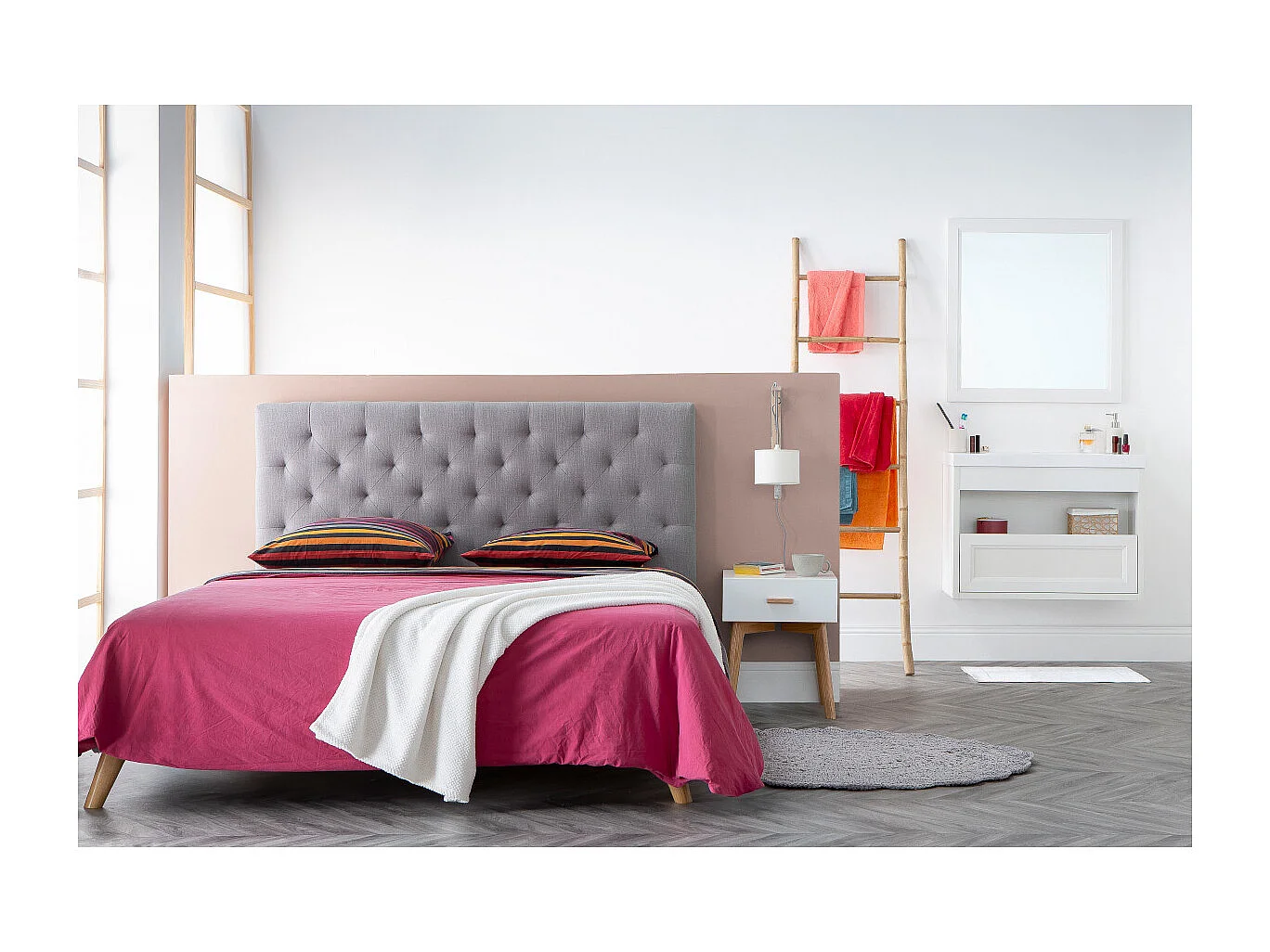 Cabecero tejido gris oscuro 160cm ENGUERRAND