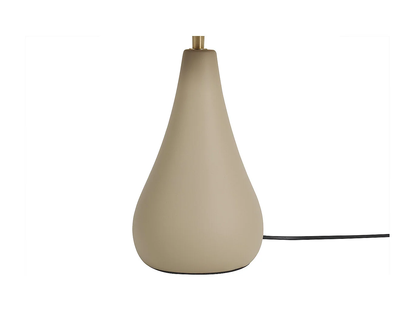 Tischleuchte aus emaillierter Keramik in Taupe mit Lampenschirm aus Bast H49 cm PYRUS