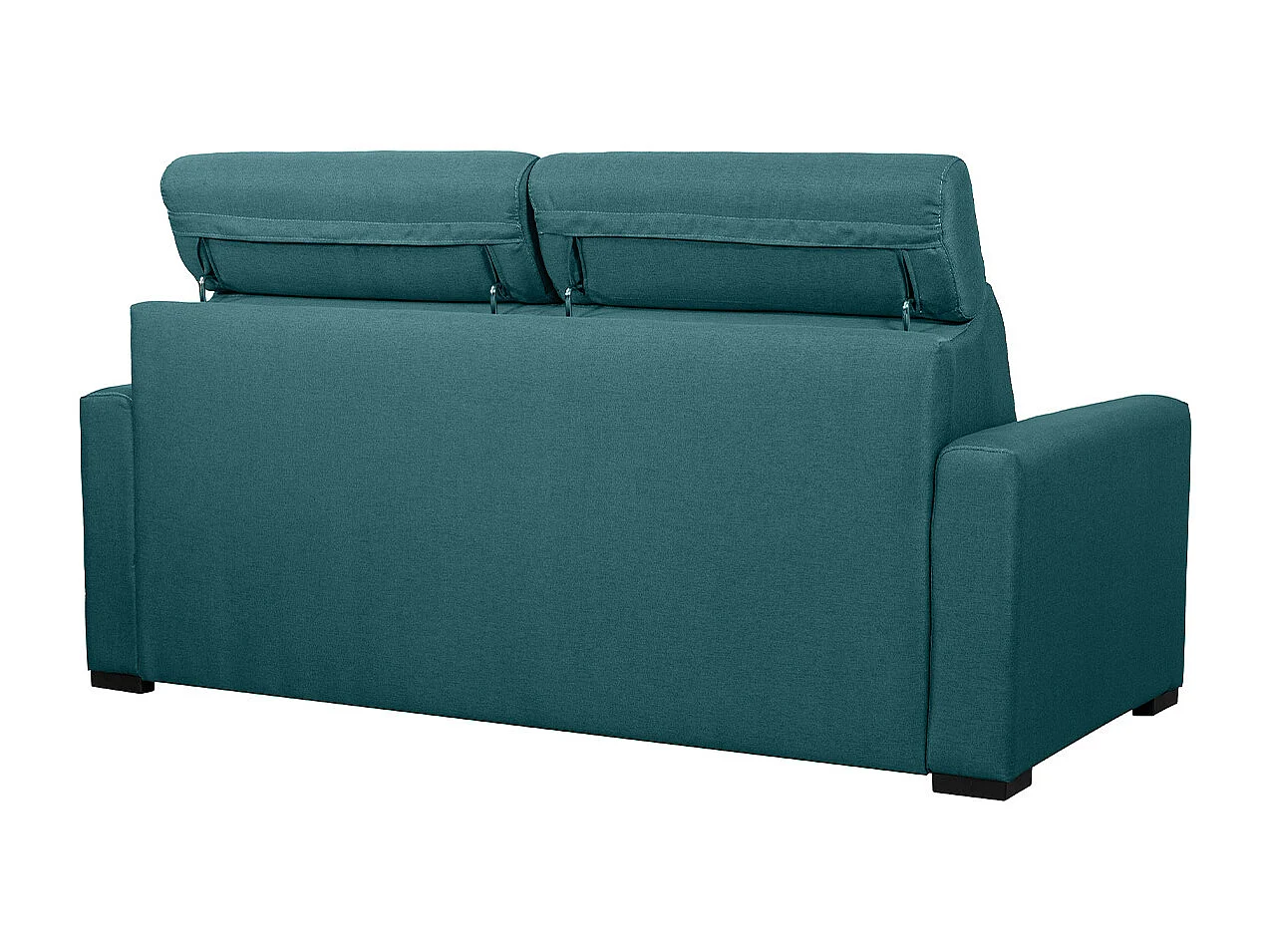 Sofá cama azul petróleo con colchón de 18 cm y reposacabezas ajustables NORO