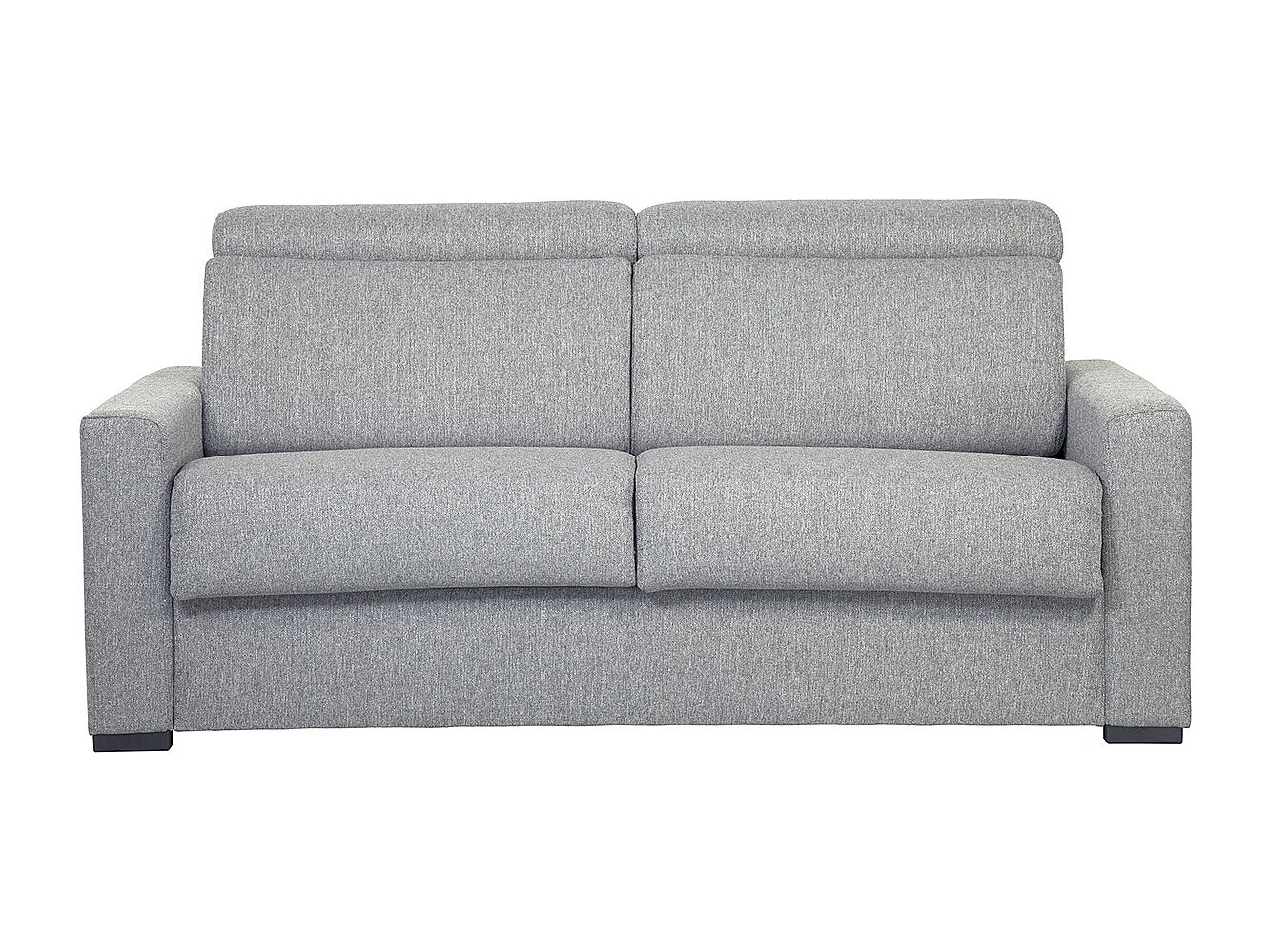 Sofá convertible gris claro con colchón 18 cm y reposacabezas ajustables NORO