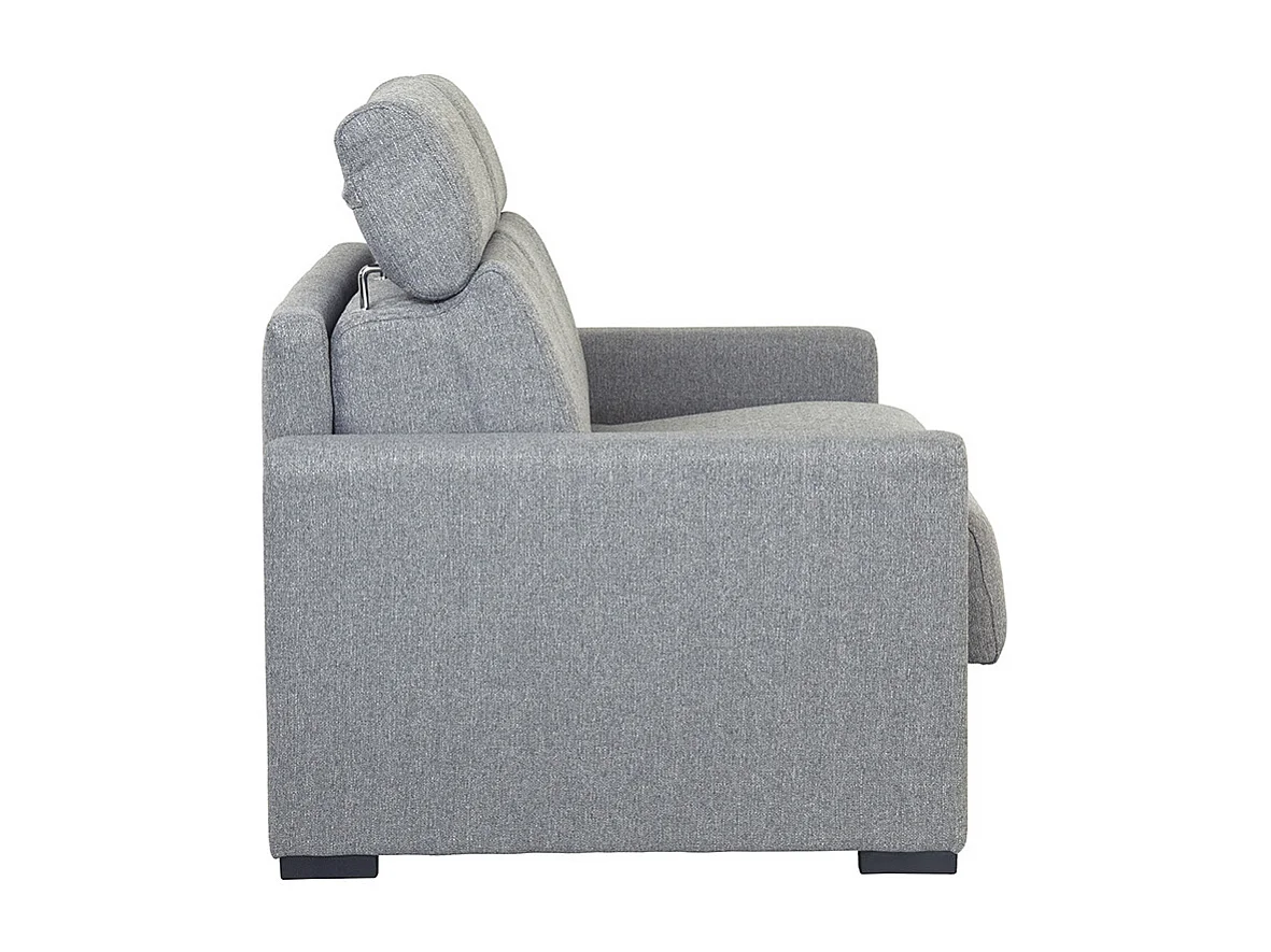 Sofá convertible gris claro con colchón 18 cm y reposacabezas ajustables NORO