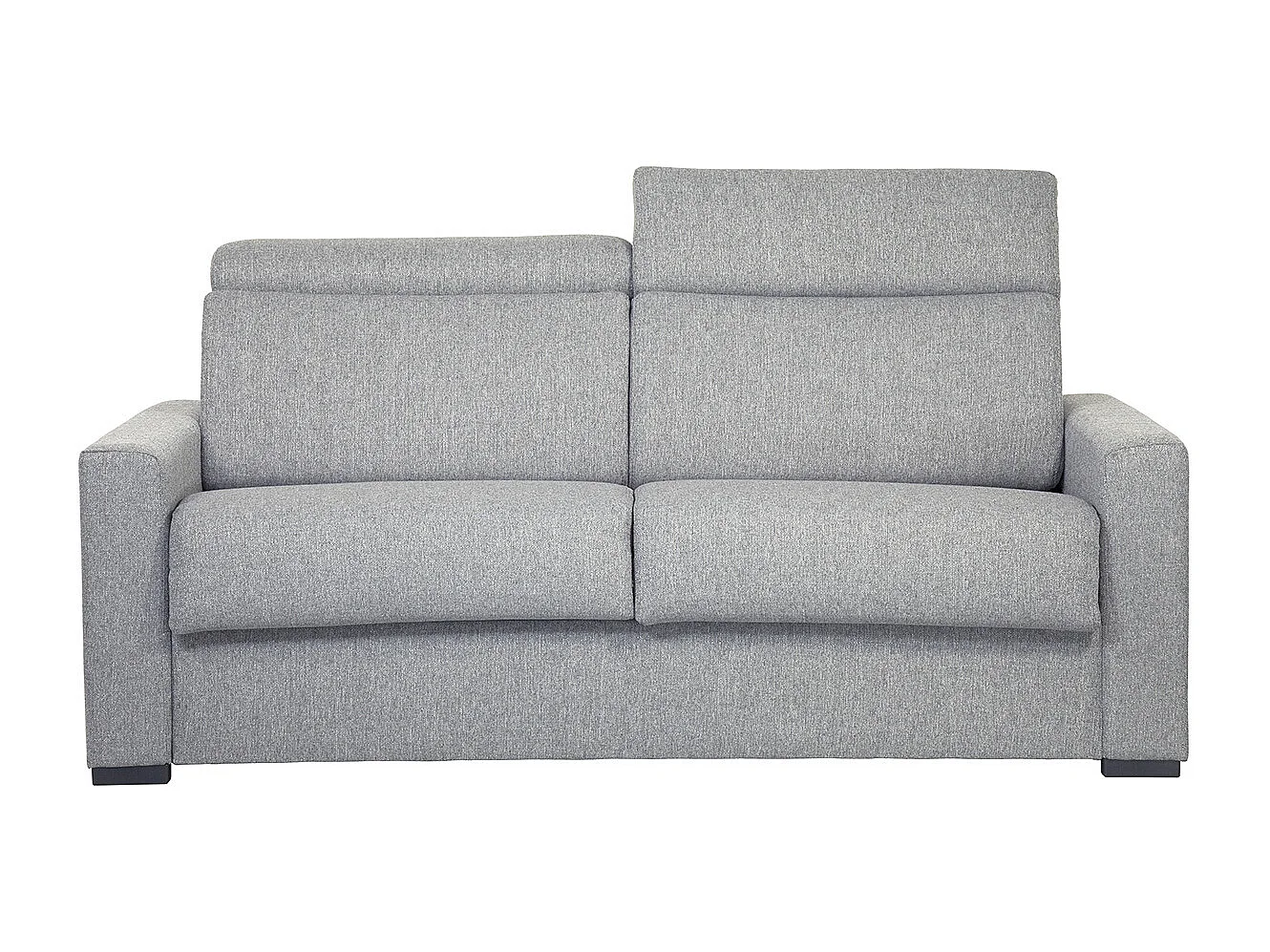 Divano letto grigio chiaro con materasso 18 cm e poggiatesta regolabili NORO