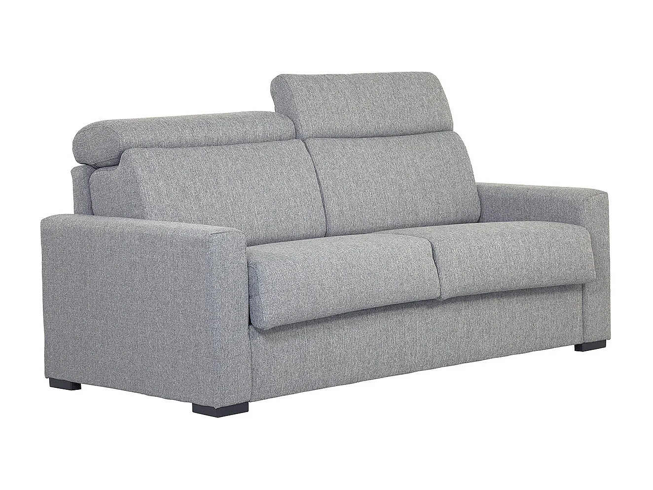 Divano letto grigio chiaro con materasso 18 cm e poggiatesta regolabili NORO