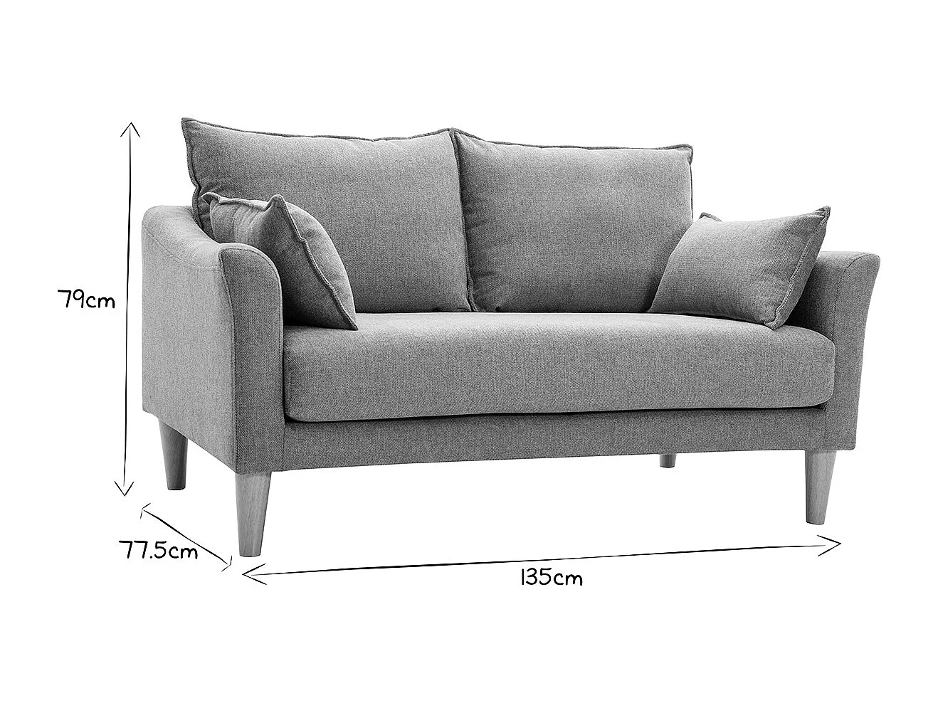 Canapé scandinave 2 places en tissu effet velours texturé terracotta et bois clair KATE