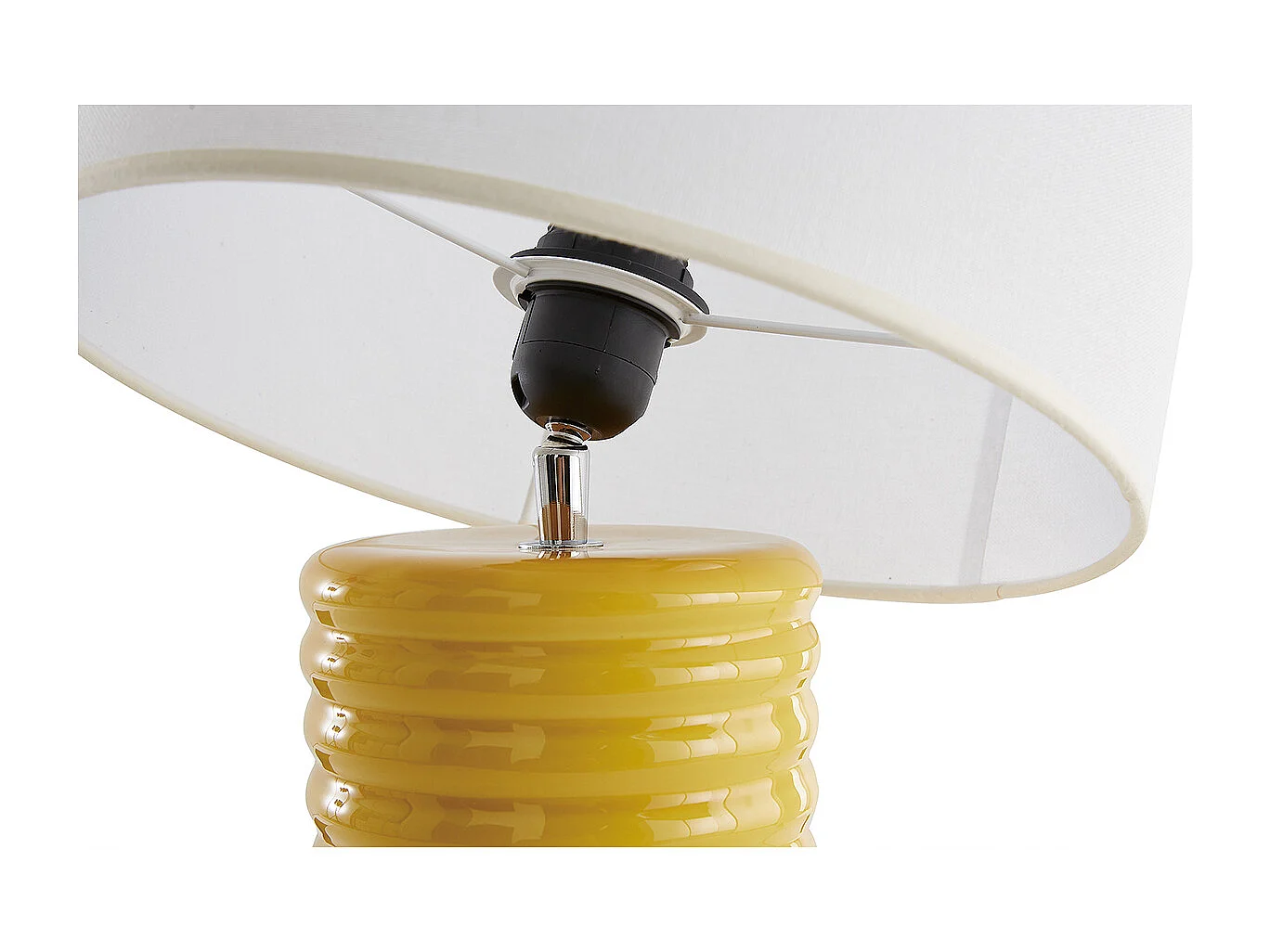 Lampe à poser en céramique émaillée jaune et abat-jour écru H53 cm BERRO