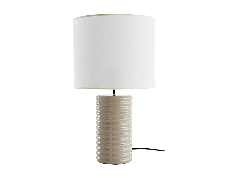 Lampe à poser en céramique émaillée taupe et abat-jour écru H53 cm BERRO