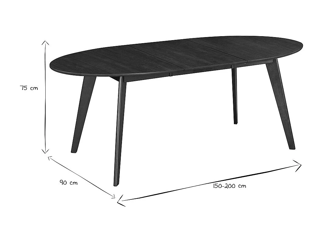 Table à manger extensible ovale en bois foncé L150-200 MARIK
