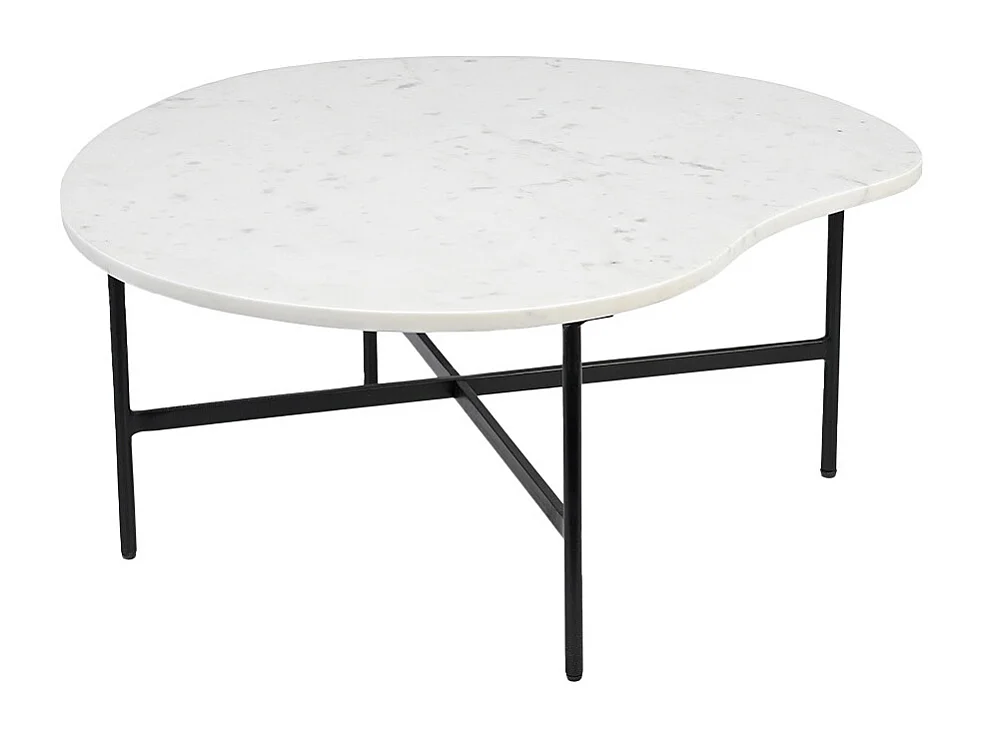 Tavolino design in marmo bianco e metallo nero L80 cm SASSO