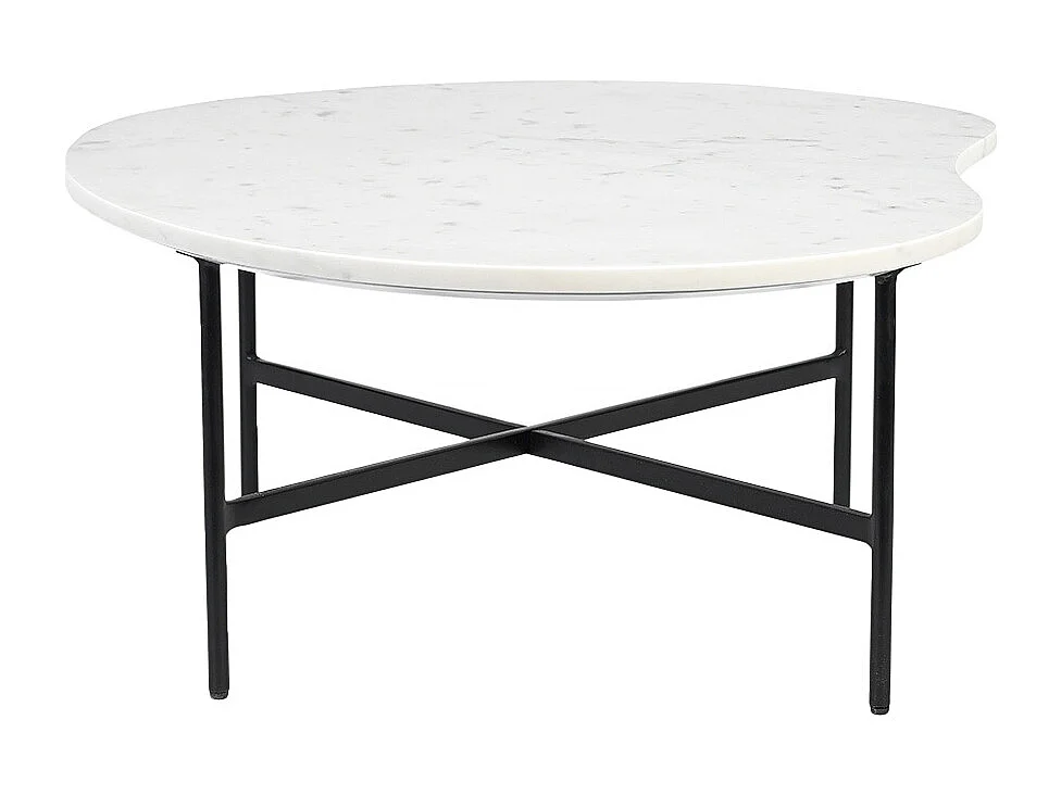 Tavolino design in marmo bianco e metallo nero L80 cm SASSO