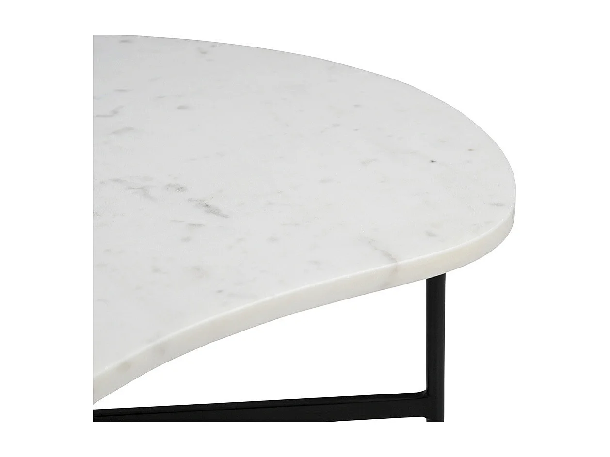Tavolino design in marmo bianco e metallo nero L80 cm SASSO