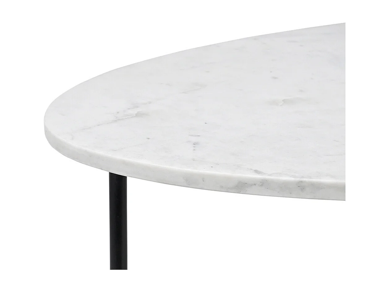 Ovale Couchtisch aus weißem Marmor und schwarzem Metall L115 cm CARRARE