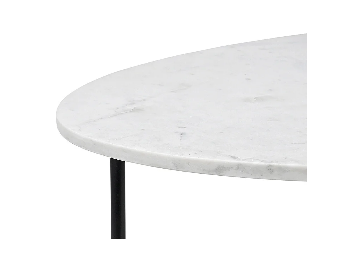Table basse ovale en marbre blanc et métal noir L115 cm CARRARE