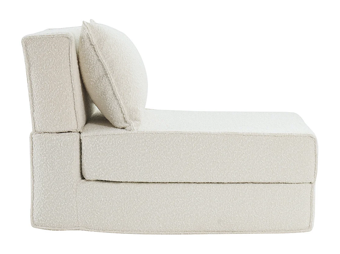 Poltrona letto singola in tessuto effetto lana bouclé bianco VICTOR