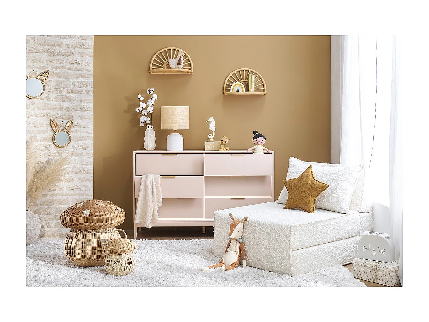 Sillón cama de 1 plaza de borreguillo blanco VICTOR