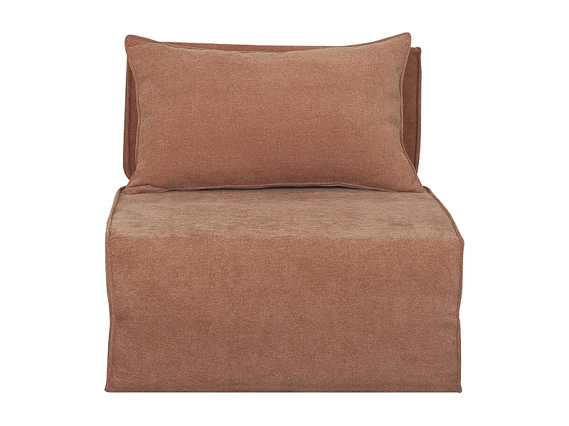 Sillón cama de 1 plaza de tejido efecto aterciopelado color terracota VICTOR