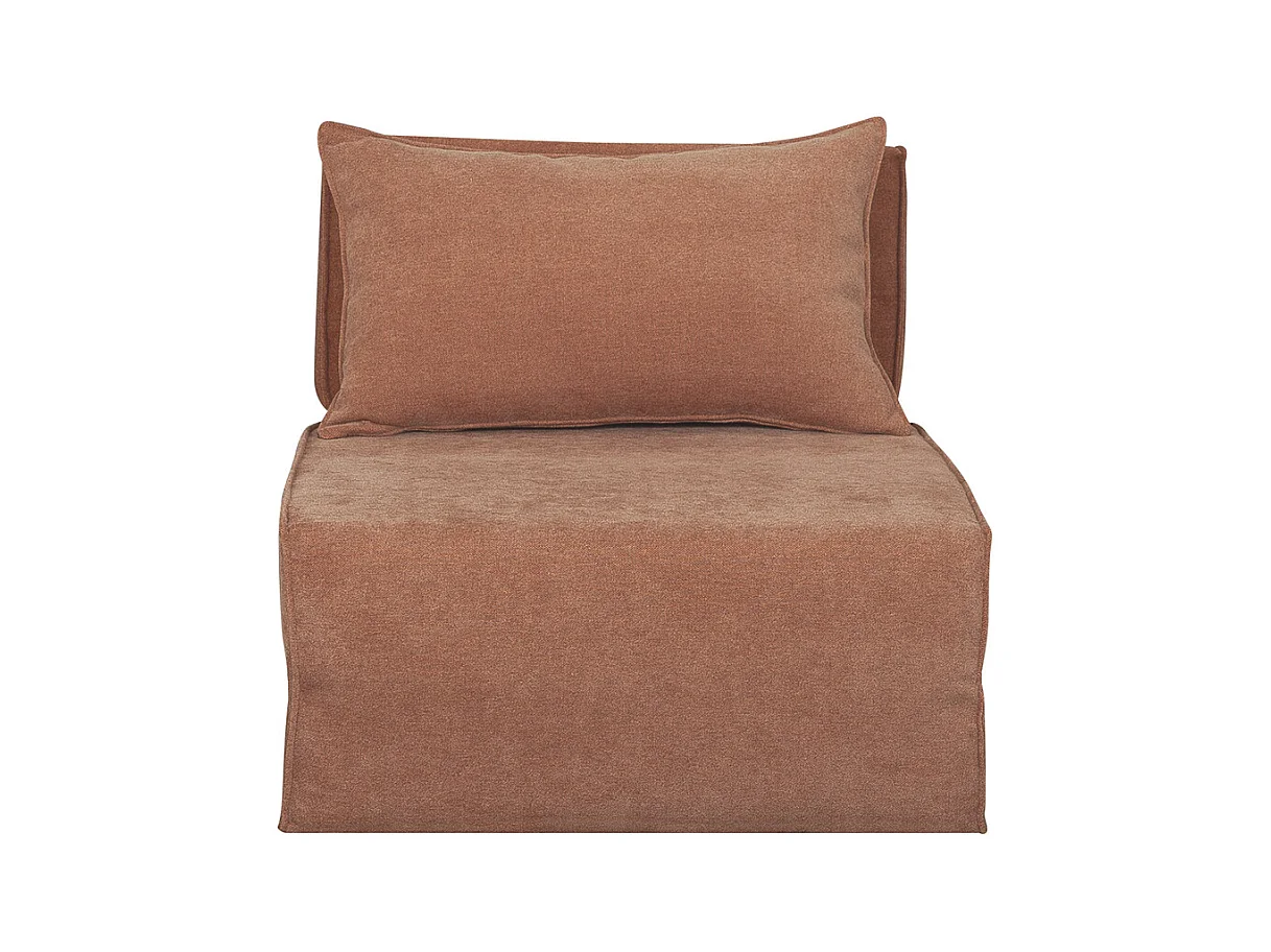 Sillón cama de 1 plaza de tejido efecto aterciopelado color terracota VICTOR