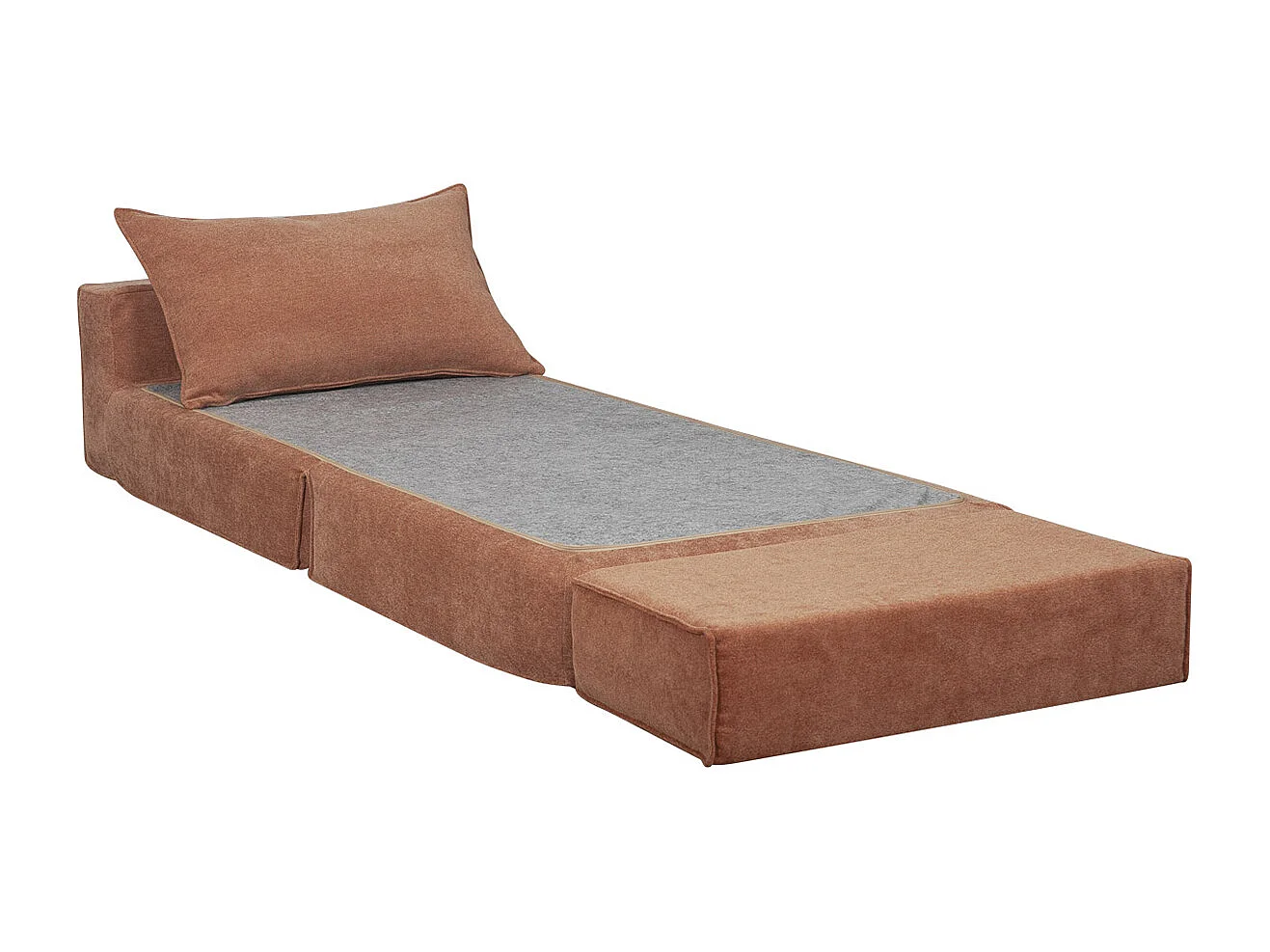 Schlafsessel aus terracotta Stoff mit Samteffekt 1-Sitzer VICTOR