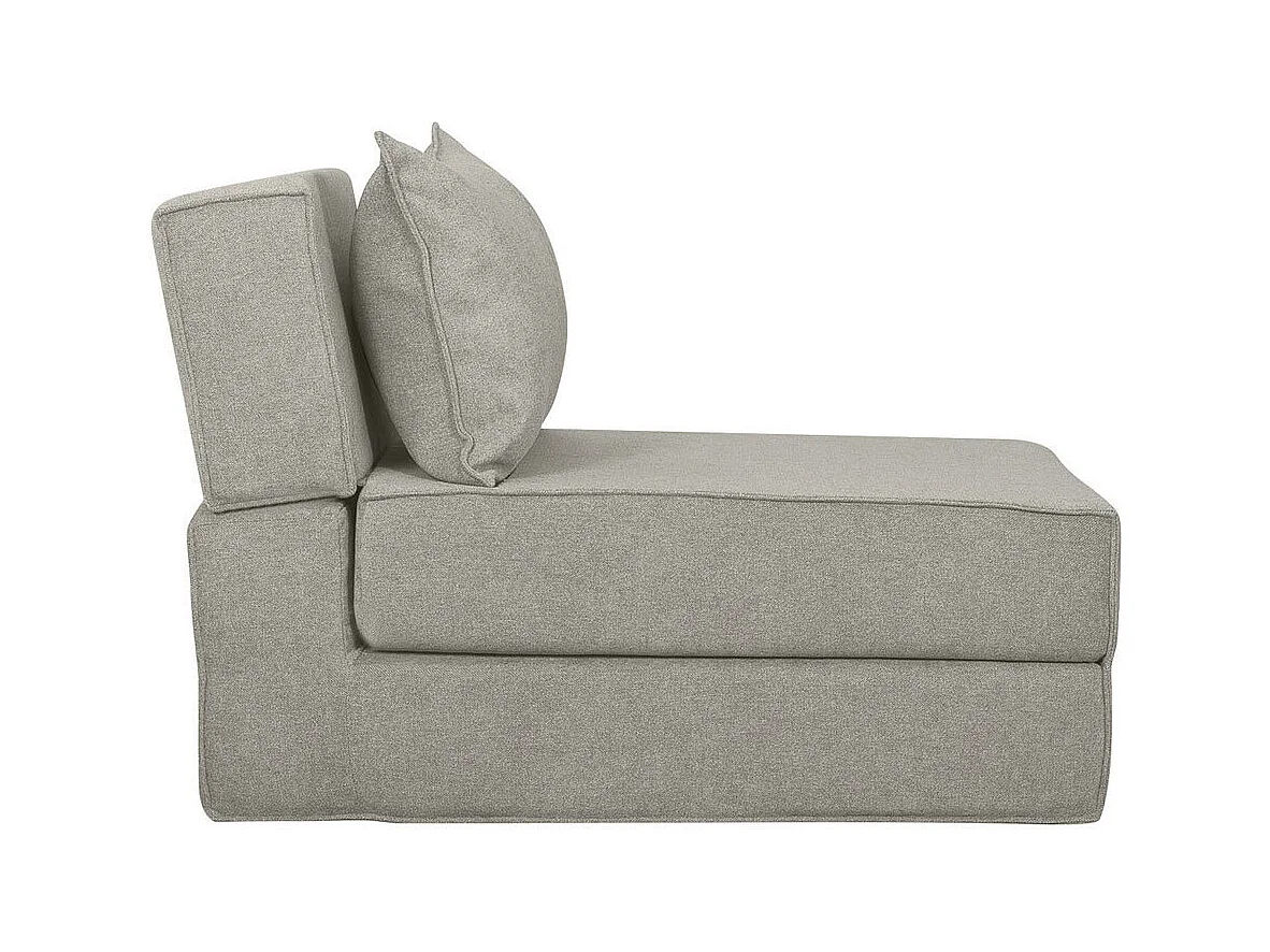 Chauffeuse 1 place convertible en tissu effet velours gris VICTOR