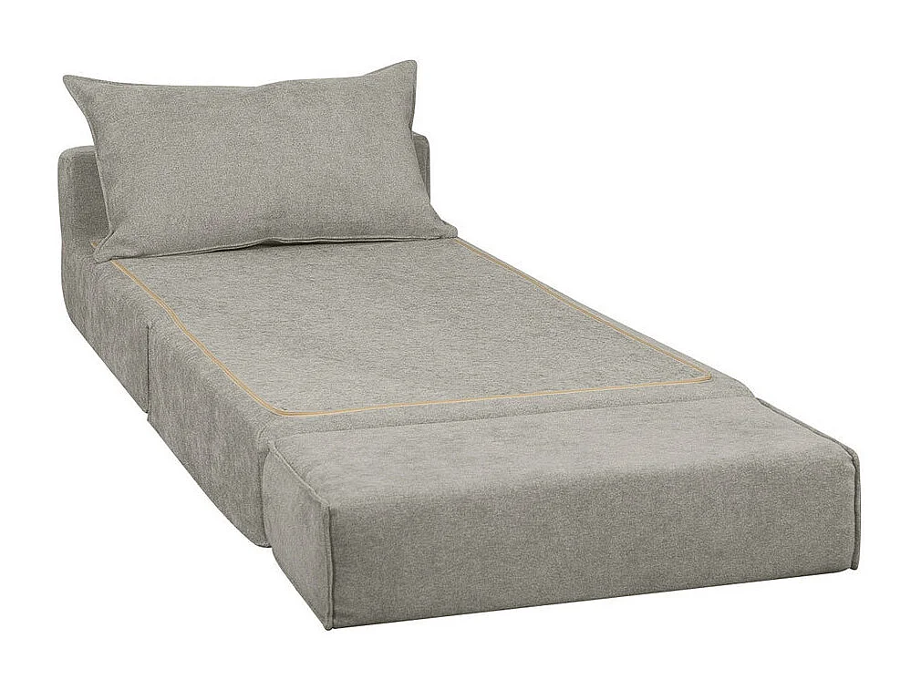 Chauffeuse 1 place convertible en tissu effet velours gris VICTOR