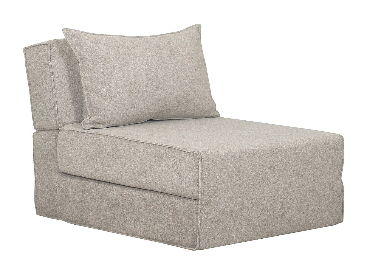 Chauffeuse 1 place convertible en tissu effet velours gris VICTOR