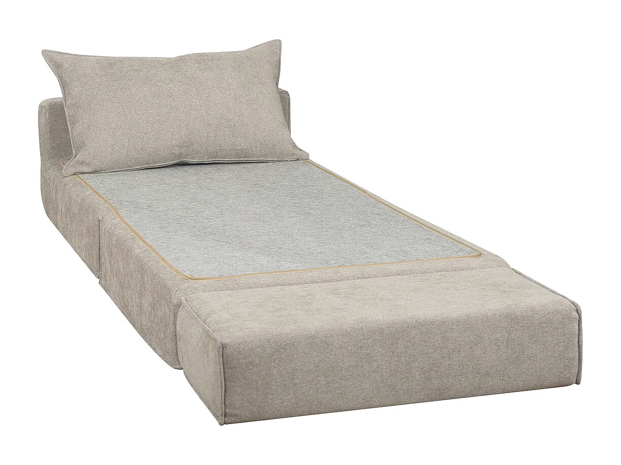 Chauffeuse 1 place convertible en tissu effet velours gris VICTOR