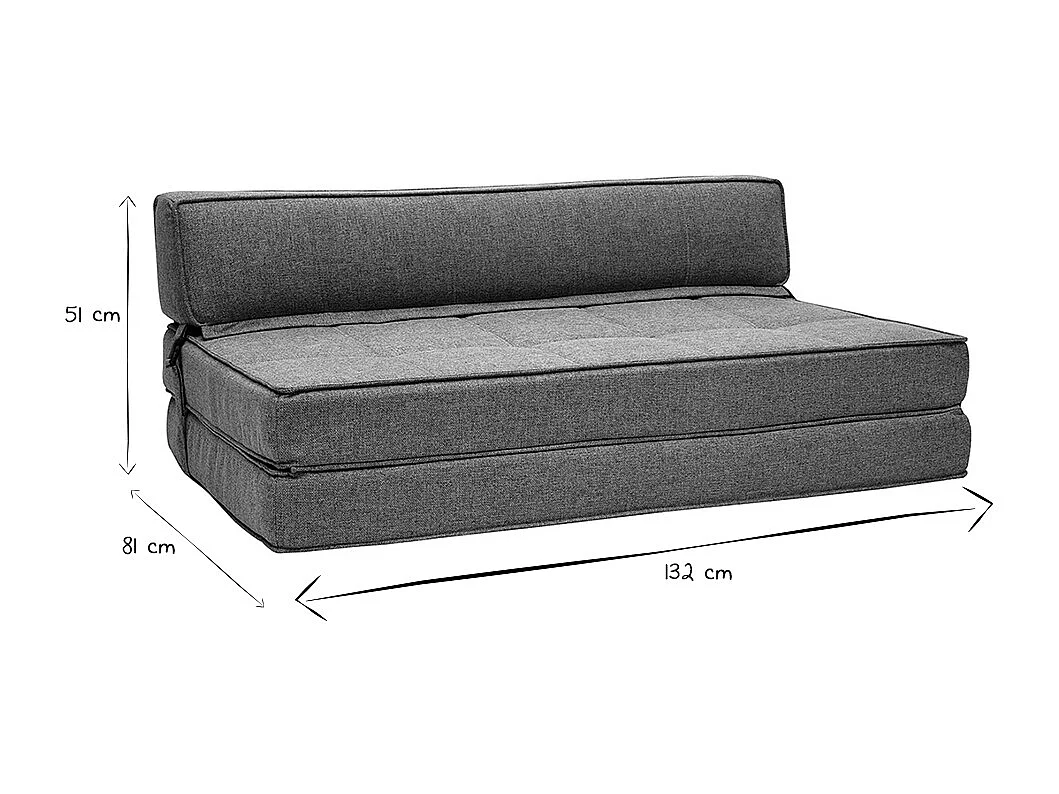 Poltrona letto 2 posti in tessuto grigio-verde KATY