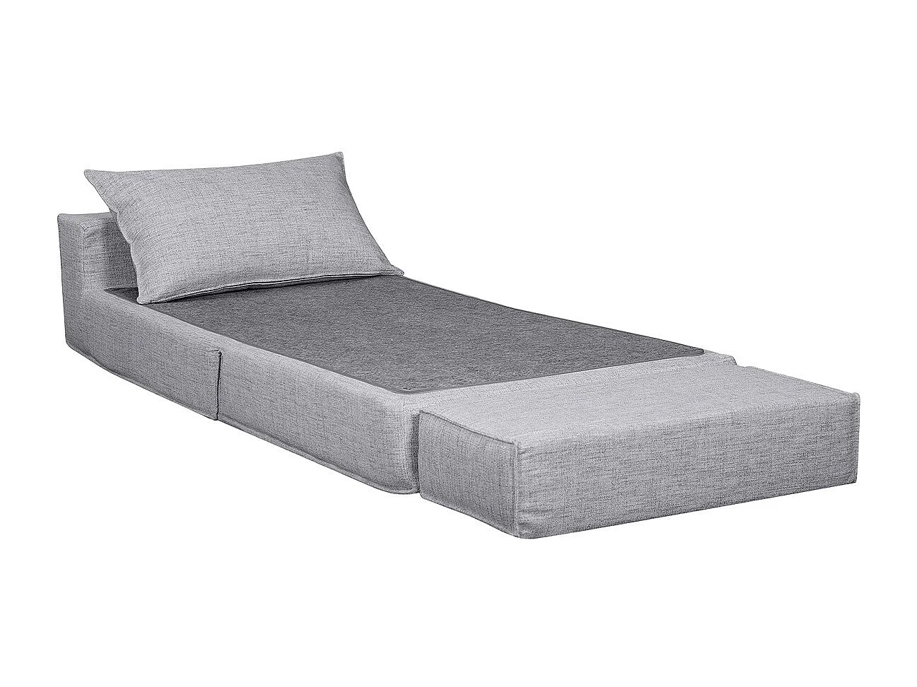 Chauffeuse 1 place convertible en tissu gris clair VICTOR