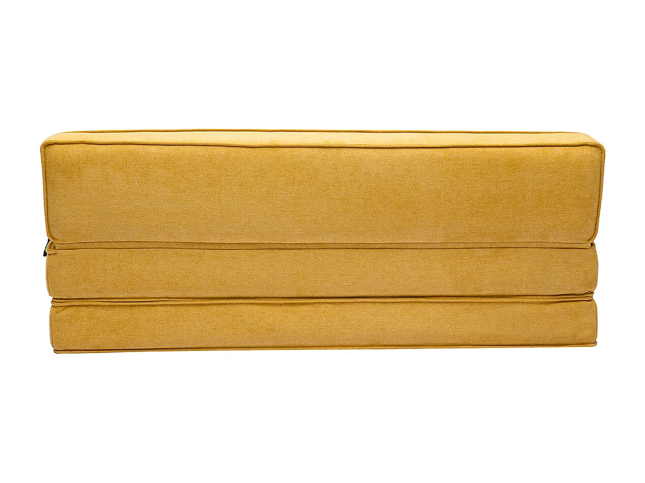 2-Sitzer Schlafsofa in senfgelbem Stoff mit Samteffekt KATY