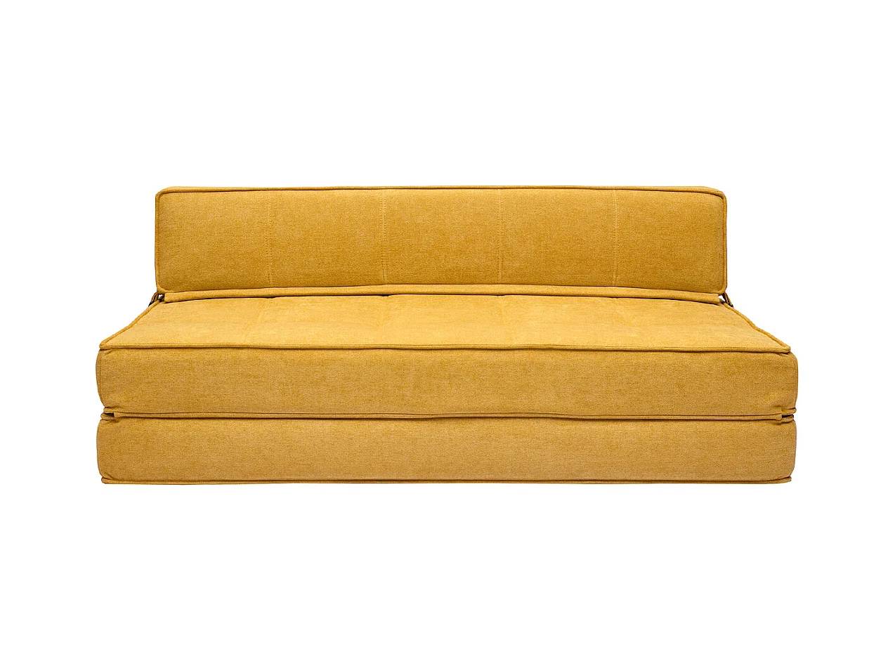 Chauffeuse 2 places convertible en tissu effet velours jaune moutarde KATY