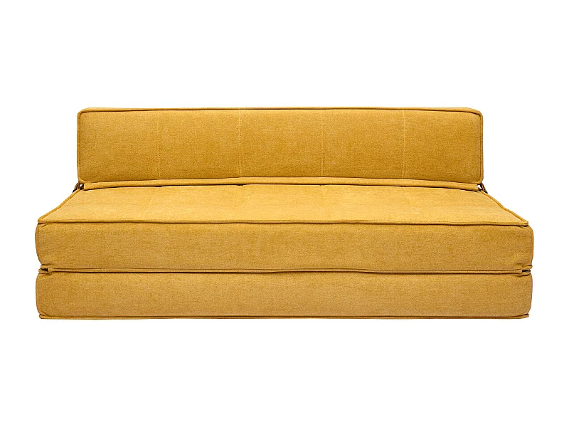 Chauffeuse 2 places convertible en tissu effet velours jaune moutarde KATY