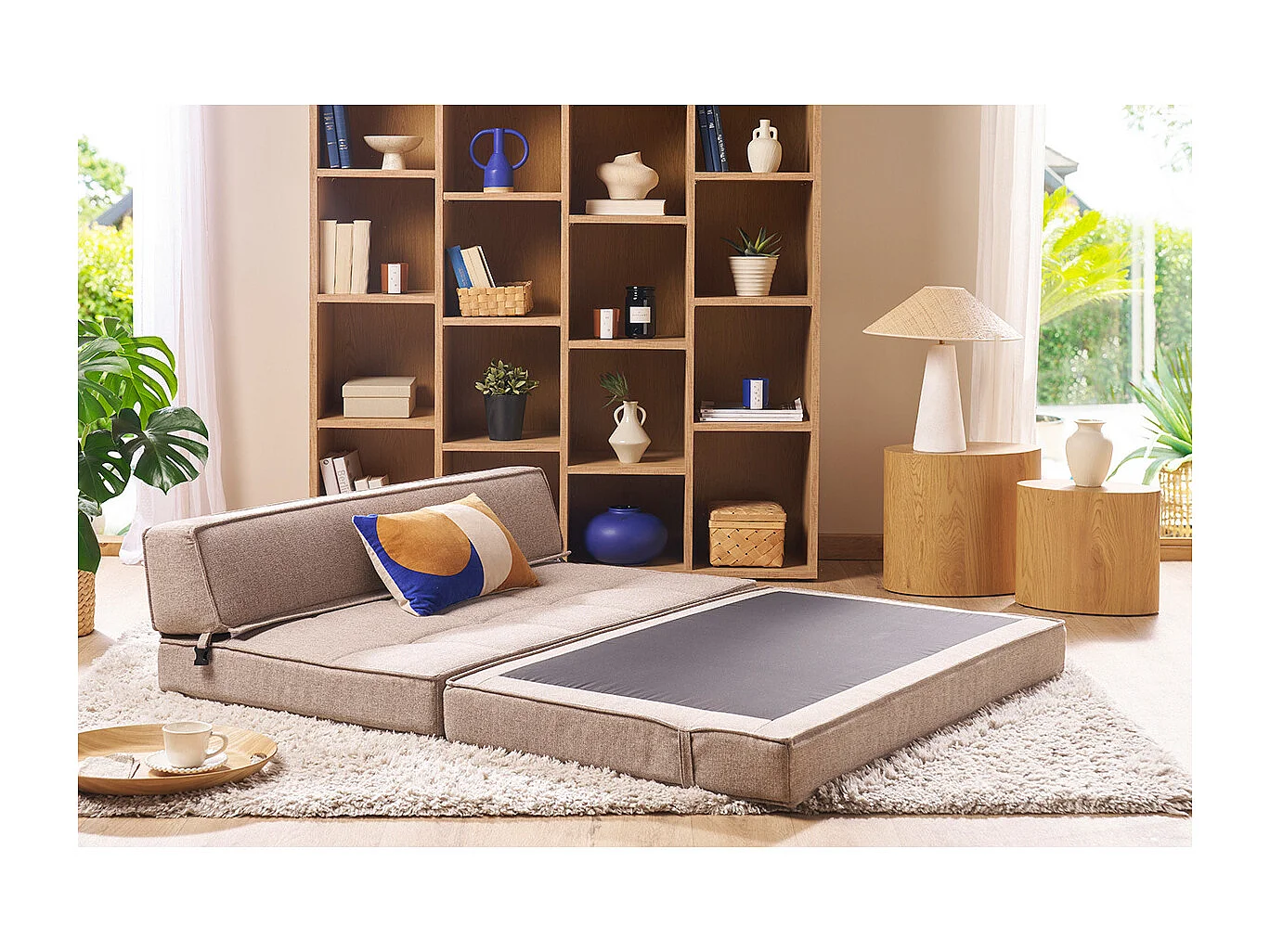 2-Sitzer-Schlafsofa taupefarbener Stoff KATY