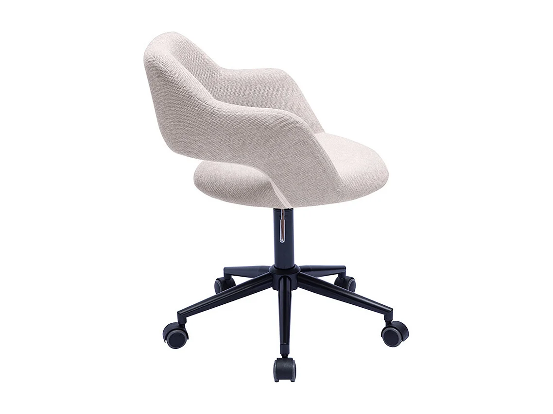 Silla de oficina con ruedas de diseño en tela de terciopelo beige y metal negro JESSY