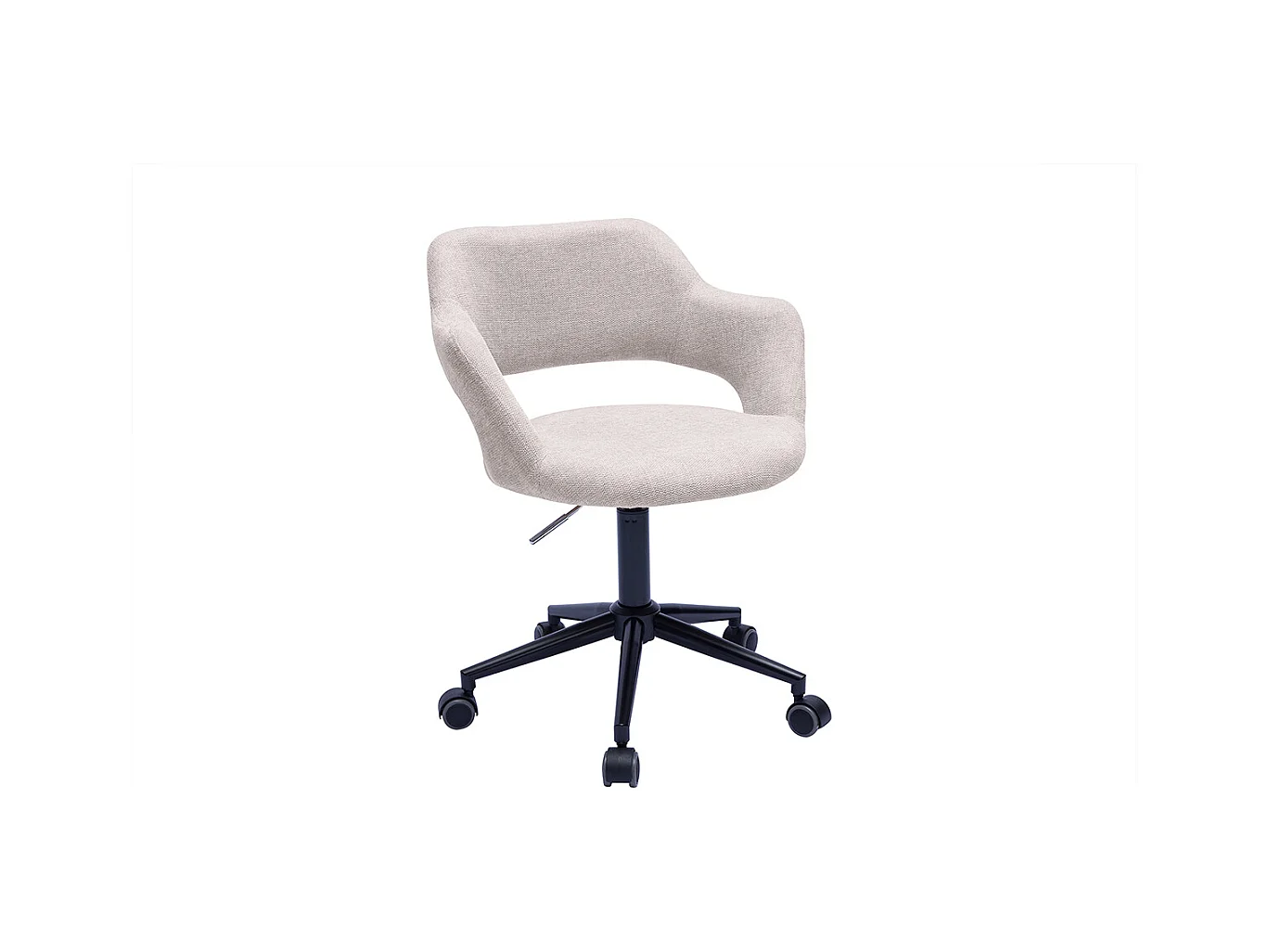 Chaise de bureau à roulettes design en tissu effet velours texturé beige et métal noir JESSY