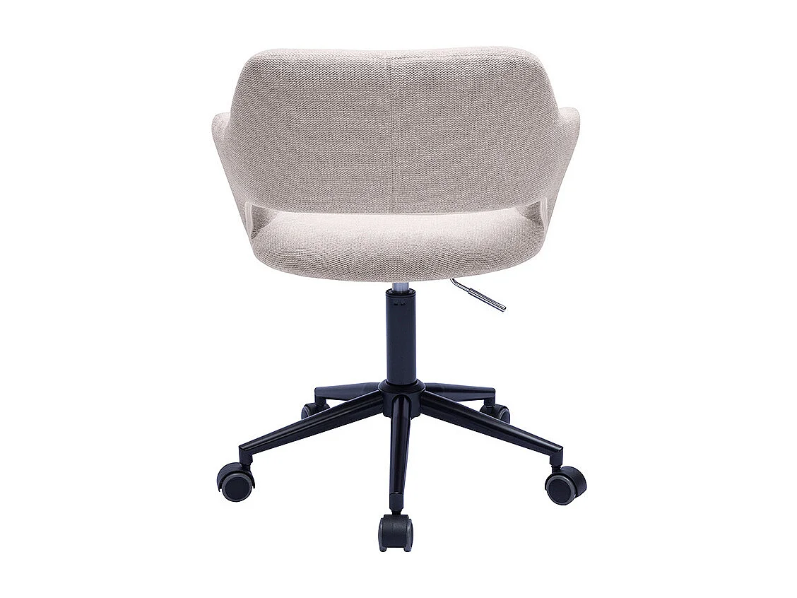 Chaise de bureau à roulettes design en tissu effet velours texturé beige et métal noir JESSY