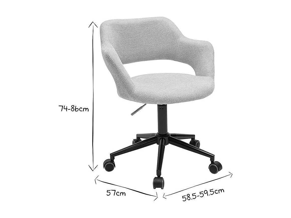 Chaise de bureau à roulettes design en tissu effet velours texturé beige et métal noir JESSY