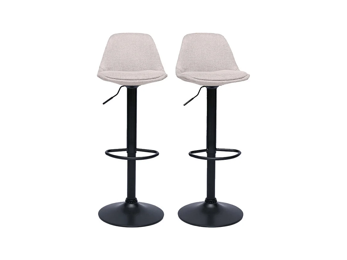 Tabourets de bar design en tissu effet velours texturé beige (lot de 2) STEEVY