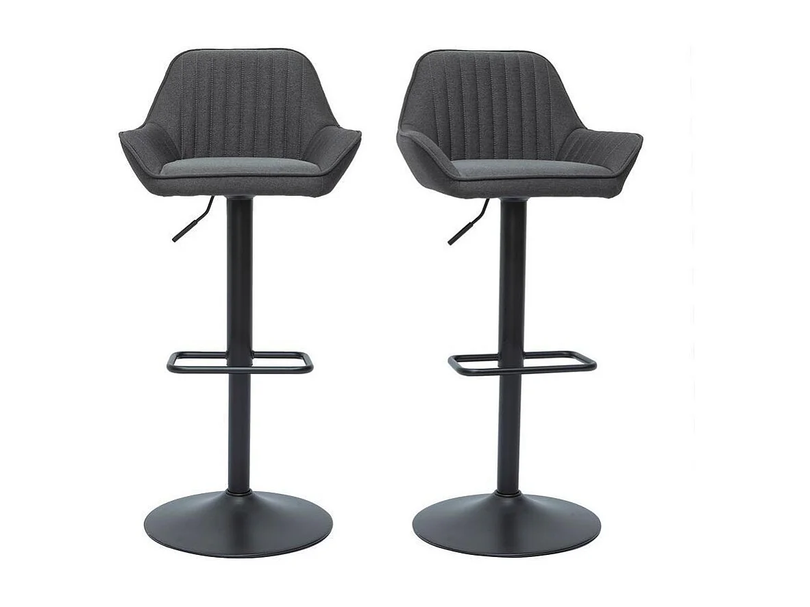 Design-Barhocker verstellbar anthrazitgrauer Stoff 2er-Set RONNIE