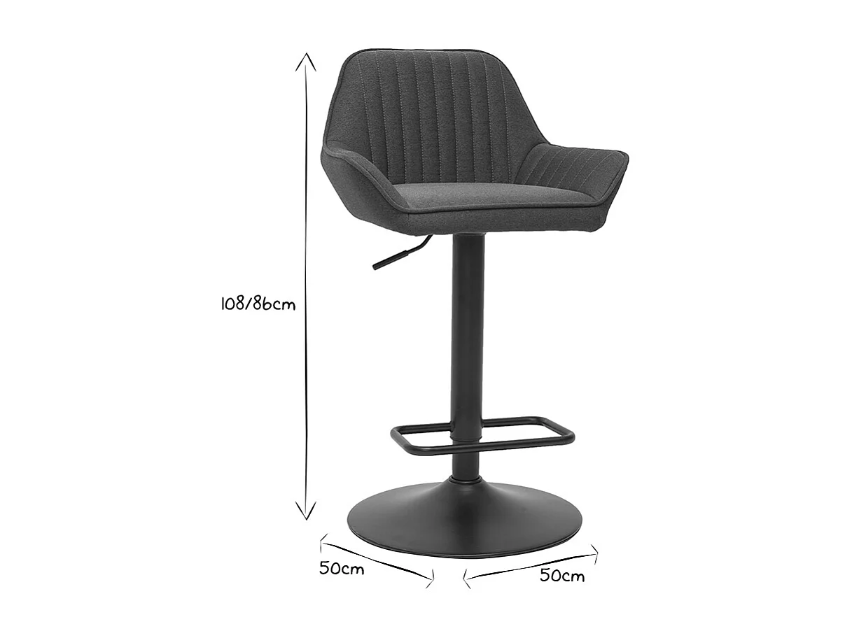 Design-Barhocker verstellbar anthrazitgrauer Stoff 2er-Set RONNIE