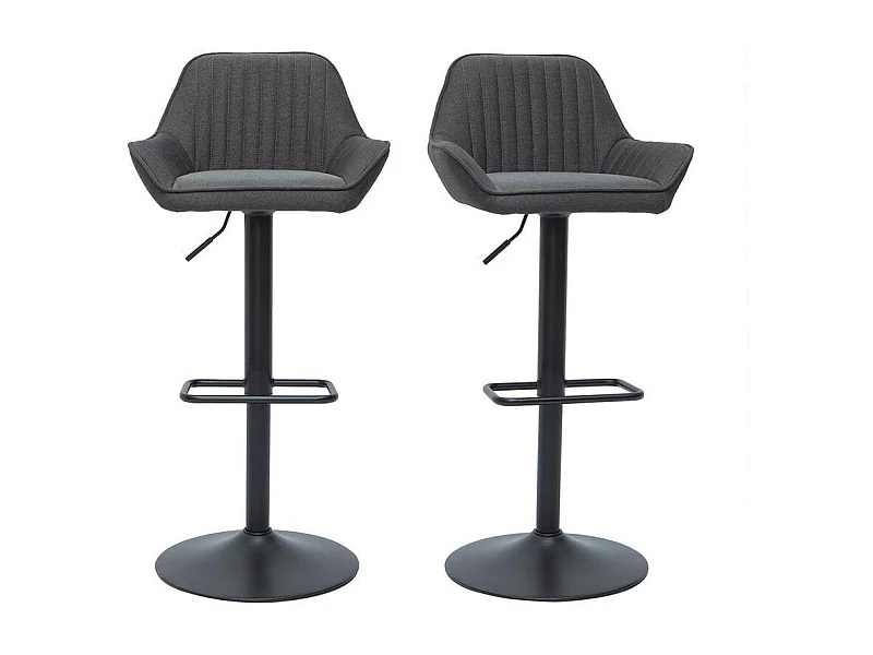 Design-Barhocker verstellbar anthrazitgrauer Stoff 2er-Set RONNIE