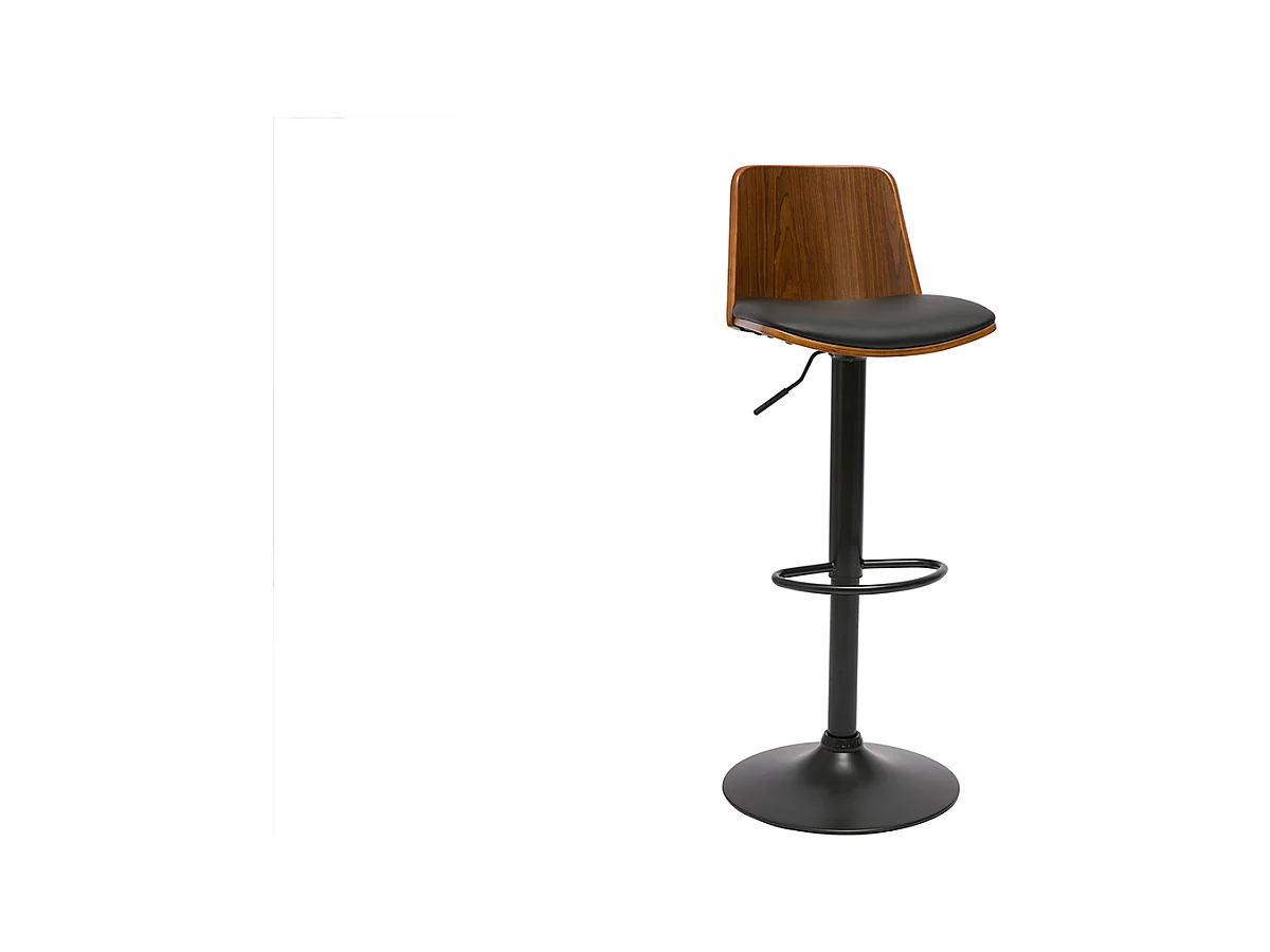 Tabouret de bar réglable noir et bois foncé DOA