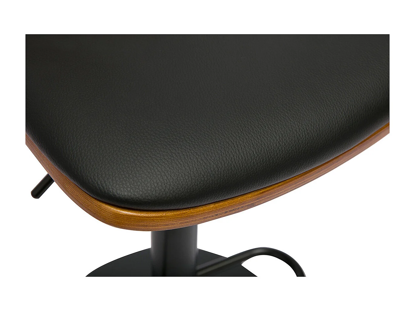 Taburete de bar regulable en madera oscura y poliuretano negro DOA