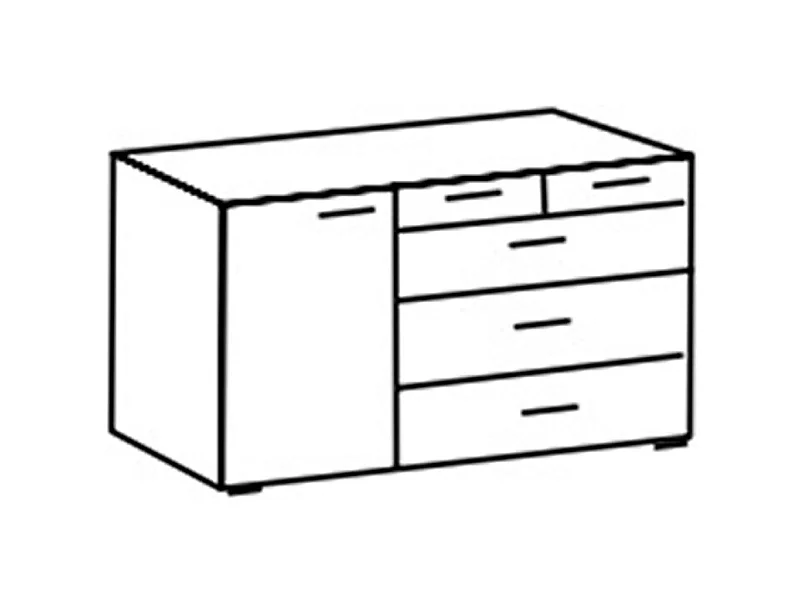 Commode combinée, meuble de rangement coloris graphite, rechampis aspect clayettes imitation chêne Artisan