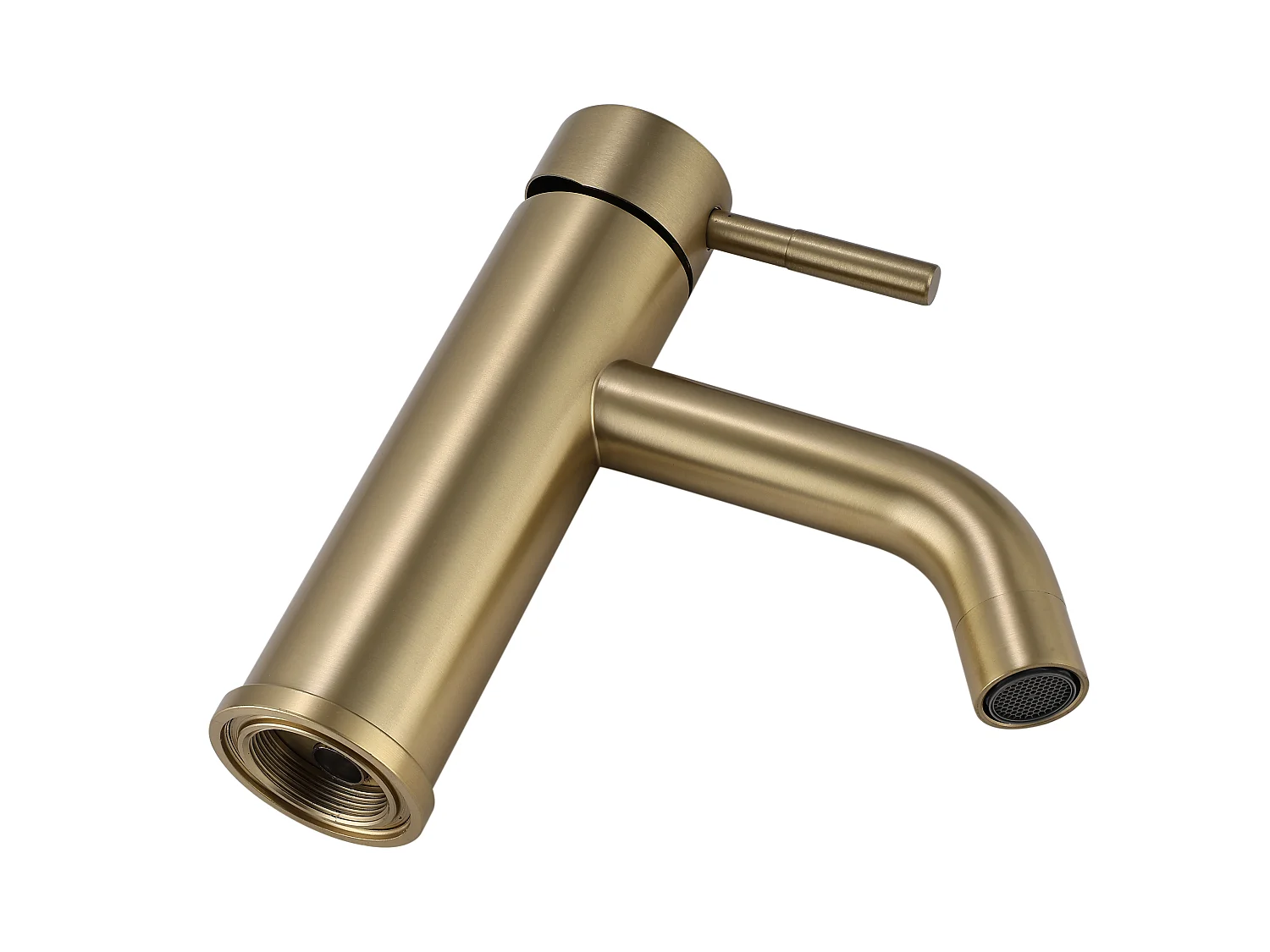 Robinet mitigeur mécanique arrondi en inox brossé - Doré - H17,3 cm - SALAVAN